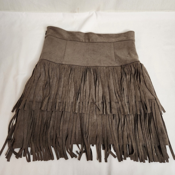 Altar'd State Dresses & Skirts - SOLD!!!! Altard State Womens Skirt Brown Fringed Faux Suede Size XS. Cowgirl.